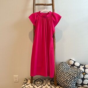 Fuschia dress with ruffled sleeves